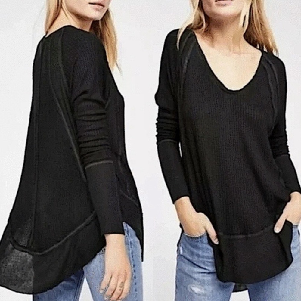 Free People Black Catalina Thermal Long Sleeve